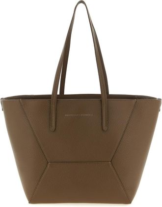 Brunello Cucinelli Brown BC Duo Top Zip Large Tote
