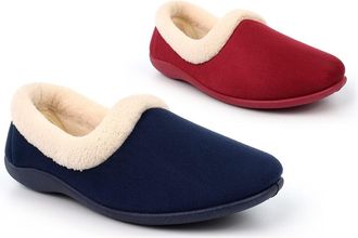 Generic Womens Carpet Slippers Size 4 Ladies Comfort Slipper Size 5 Womens Comfort Slippers Ladies Carpet Slipper Memory Foam Slip On Sizes 3-8 Navy/Wine 5 UK