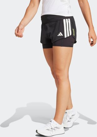 adidas Laufshorts ADIDAS PERFORMANCE ADIZERO 2i1 W, Damen, Gr. L, N-Gr, schwarz, Obermaterial: 84% Polyester, 16% Elasthan, Hosen Laufshorts