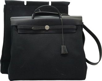 Herm&egrave;s Black Cotton Herbag Shoulder Bag (Authentic Pre-Loved)