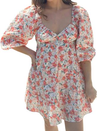 HYFVE Charmed Floral Print Mini Dress In Coral Multi