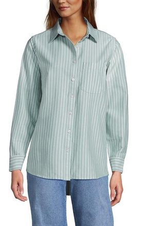 Lands End Oxford Shirt in Mineral Aqua Stripe at Nordstrom, Size X-Large P