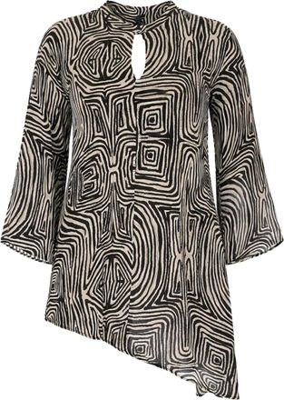 Elena Miro Abstract Geometric Black/Beige Pattern Tunic