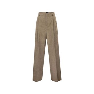 Fay Wide Trousers, female, Brown, Size: 2XL Wide Trousers