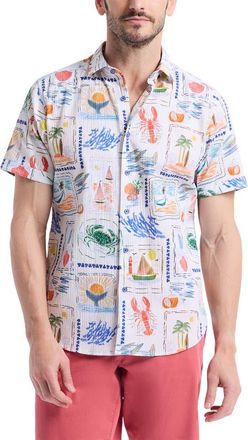 Robert Graham Isla Vista Short Sleeve Seersucker Button-Up Shirt in Multi at Nordstrom, Size Xxx-Large