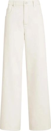 Brunello Cucinelli Brunello Cucinelli, Wide Trousers, female, White, Size: S Relaxed-fit Dyed Denim Trousers