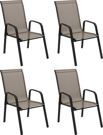 OUTSUNNY Set of 4 Garden Dining Chair Set Outdoor w/ High Back Armrest Grey