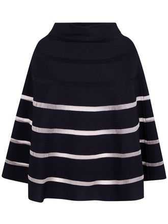Balmain Stripes Viscose Knit Flare Long Skirt