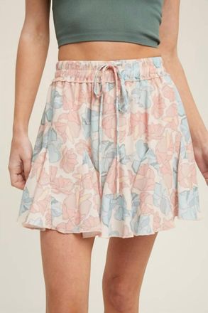 Wishlist Floral Print Ruffle Mini Skirt In Blush