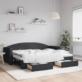 vidaXL Sof&aacute; Cama Nido Con Cajones Tela Negro 80x200 Cm Vidaxl