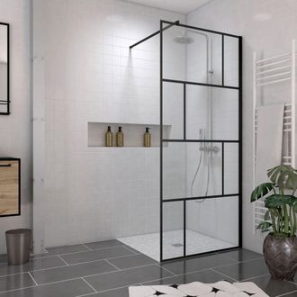 Aurlane Aurlane - Pack Mampara 90x195 + Plato Alicatable 90x90 Recortable - Desag&uuml;e Vertical