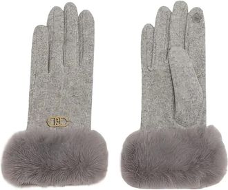 Liu Jo faux fur-detail gloves - women - Polyester - One Size - Grey