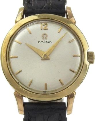Omega Pre-owned Watches, female, Yellow, Size: ONE SIZE Pre-owned Gold Plated Leather Manual Winding Cal.244