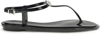 Mach & Mach Black Rubber Flat Womens Sandals