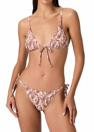 Paige Cameron Tie Front Triangle Bikini Top In Cream Multi