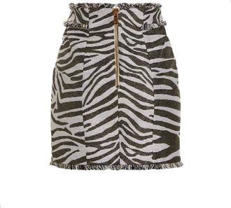 Balmain Lurex Zebra Print Skirt - Black