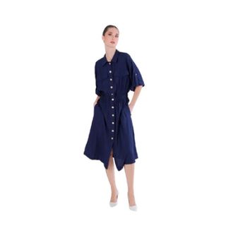 Caf&egrave;noir Overhemdjurk - Dames - Shirt Kleedjes - Blauw - S - Nylon - Kleedjes