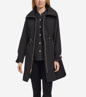 Cole Haan Womens Packable Rain Jacket - Black Size Medium