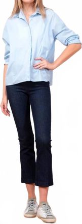 Avenue Montaigne Leo Cropped Flare Pants In Dark Denim