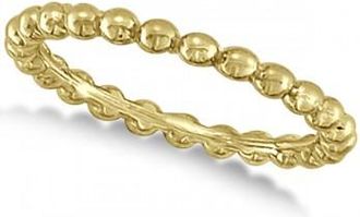 Allurez Womens Plain Metal Solid Beaded Stackable Ring 14k Yellow Gold
