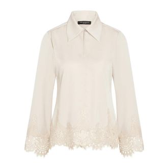 Bruuns Bazaar Overhemden, Dames, Beige, M, Polyester, Geborduurde Blouse