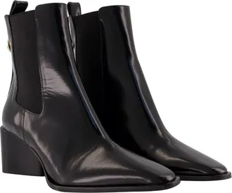 Anine Bing Womens Livia Chelsea Ankle Boots - Anine Bing Leather Black Cowhide Shoes Ankle-Boots