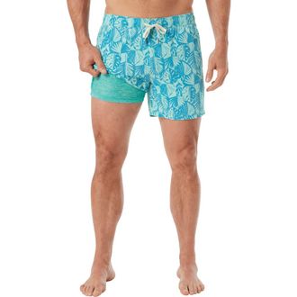 Fair Harbor The Bungalow Water Repellent Swim Trunks in Two-Tone Tropical (311) at Nordstrom, Size Medium