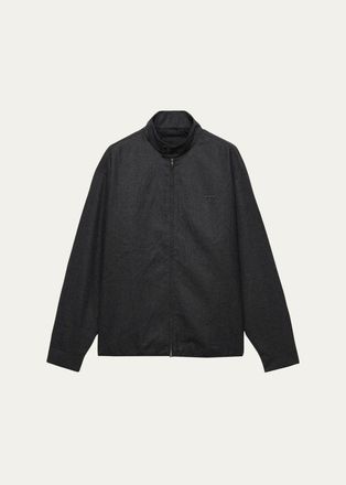 Prada Mens Wool Flannel Zip-Front Shirt