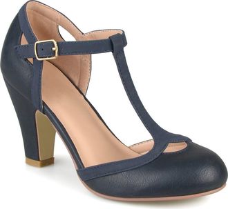 Journee Collection JOURNEE Olina T-Strap Pump - Wide Width in Navy at Nordstrom Rack, Size 7.5