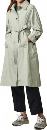 Bellerose Vera Rain Repellant Trench Coat In Sage Mint/yellow