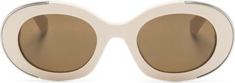 Alexander McQueen Eyewear oval-frame sunglasses - women - Acetate - 51 - Neutrals