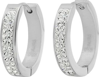 HMY Jewelry Swarovski Crystal Hoop Earrings in Metallic at Nordstrom Rack