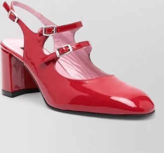 Carel banana patent leather double strap pumps
