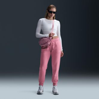 Nike Womens Nike Sportswear Phoenix Fleece Mid-Rise Sweatpants in Pink | FZ7626-699
