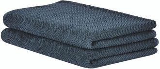 Beliani Beliani - Conjunto De 2 Toallas De Algod&oacute;n Azul Oscuro Chevron Textura Suave Ba&ntilde;o Mitiaro
