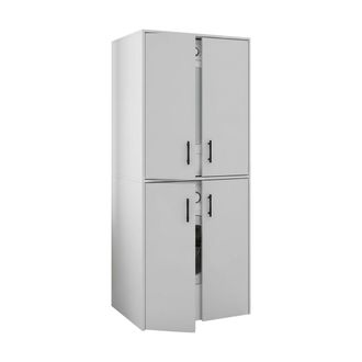 Dmora Set Muebles Para Lavander&iacute;a Montoro, Set Almacenaje 2 Compartimentos, Puerta Batiente, 4 Puertas, Blanco