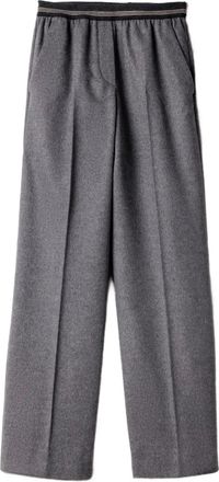 Miu Miu Pantaloni dritti con vita elasticizzata - Grigio