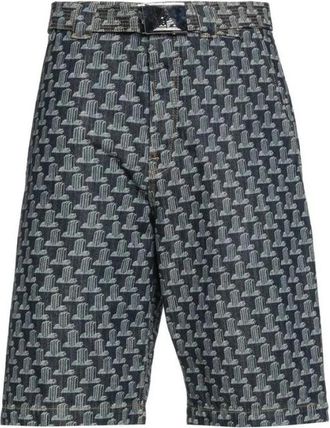 Lanvin Monogram Geborduurde Shorts met Afneembare Riem - Heren - Korte Broeken - Blauw - W30 - Katoen - Korte Broeken