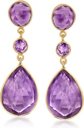 Ross-Simons Amethyst Drop Earrings in 18kt Gold Over Sterling