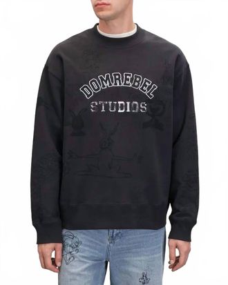 DOMREBEL Semester Embroidery Pullover Cotton Sweatshirt In Old Black