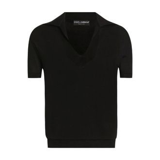 Dolce & Gabbana Polo Shirts, female, Black, S, Black Cashmere V-Neck Jumper