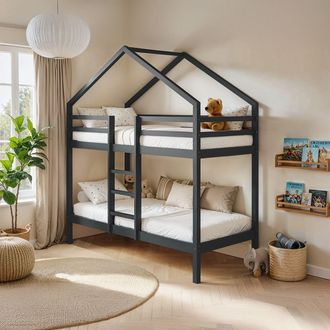 Flair Nest House Bunk Bed in Grey | Size: EU Single