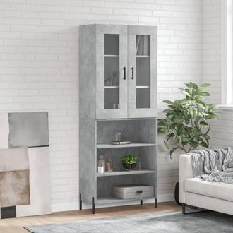vidaXL Vidaxl - Aparador Alto Madera Contrachapada Gris Hormig&oacute;n 69,5x34x180 Cm