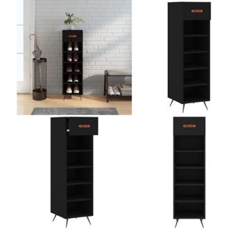 vidaXL Scarpiera Nera 30x35x105 cm in Legno Multistrato - Scarpiera nera - Scarpiera con cassetto