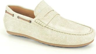 Floris Van Bommel L.Taupe Nubuc Print Loafer - Heren - Loafers - Beige - 44 1/2 EU - Schoenen