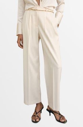 Mango Pleated Straight Leg Pants in Ice Grey at Nordstrom Rack, Size 10