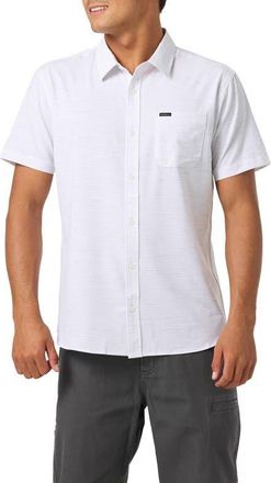 O'Neill Standard Fit TRVLR Traverse Stripe Short Sleeve Performance Button-Up Shirt in Tofu at Nordstrom, Size Xx-Large