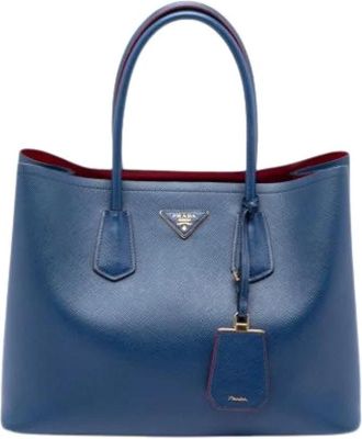 Prada Pre-owned Tote Bags, female, Blue, Size: ONE SIZE Pre-owned Saffiano Satchel