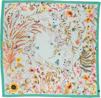 V. Fraas Cottage Floral Square Silk Scarf