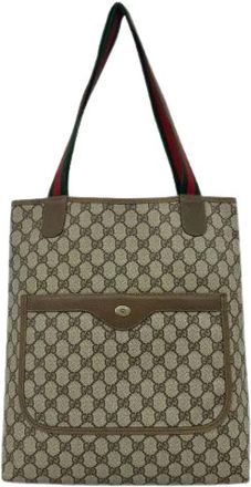Gucci Pre-owned GG PVC Leren Tote Tas - Dames - Vintage Shopper - Bruin - ONE Size - Leer - Vintage